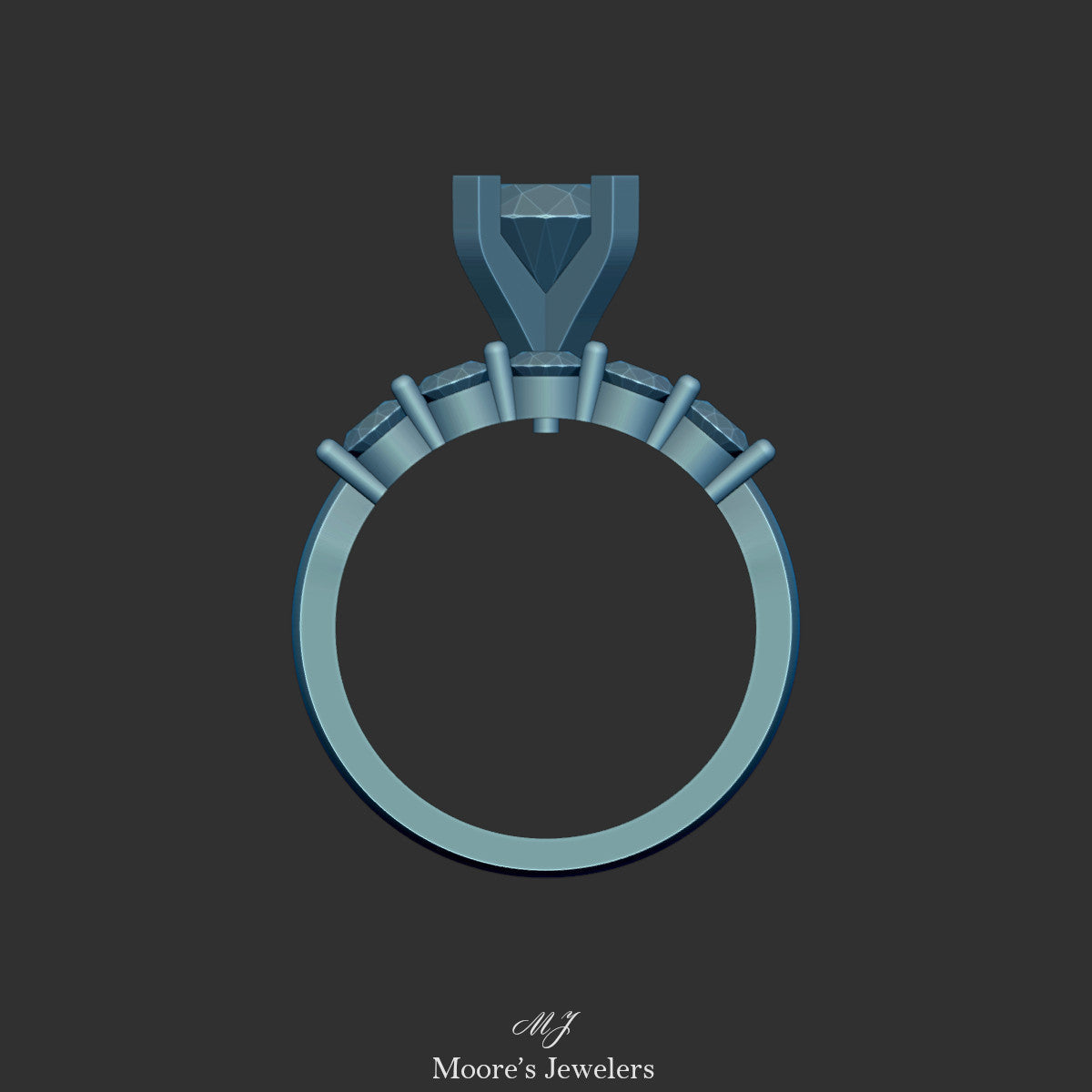 Triple Band Diamond or Gemstone Cocktail Ring 3d Model