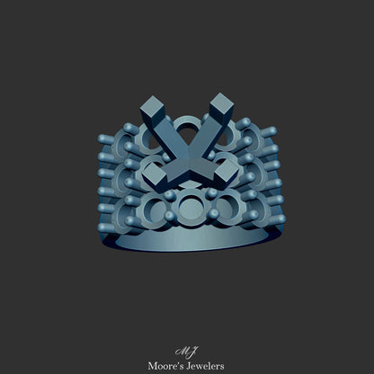 Triple Band Diamond or Gemstone Cocktail Ring 3d Model