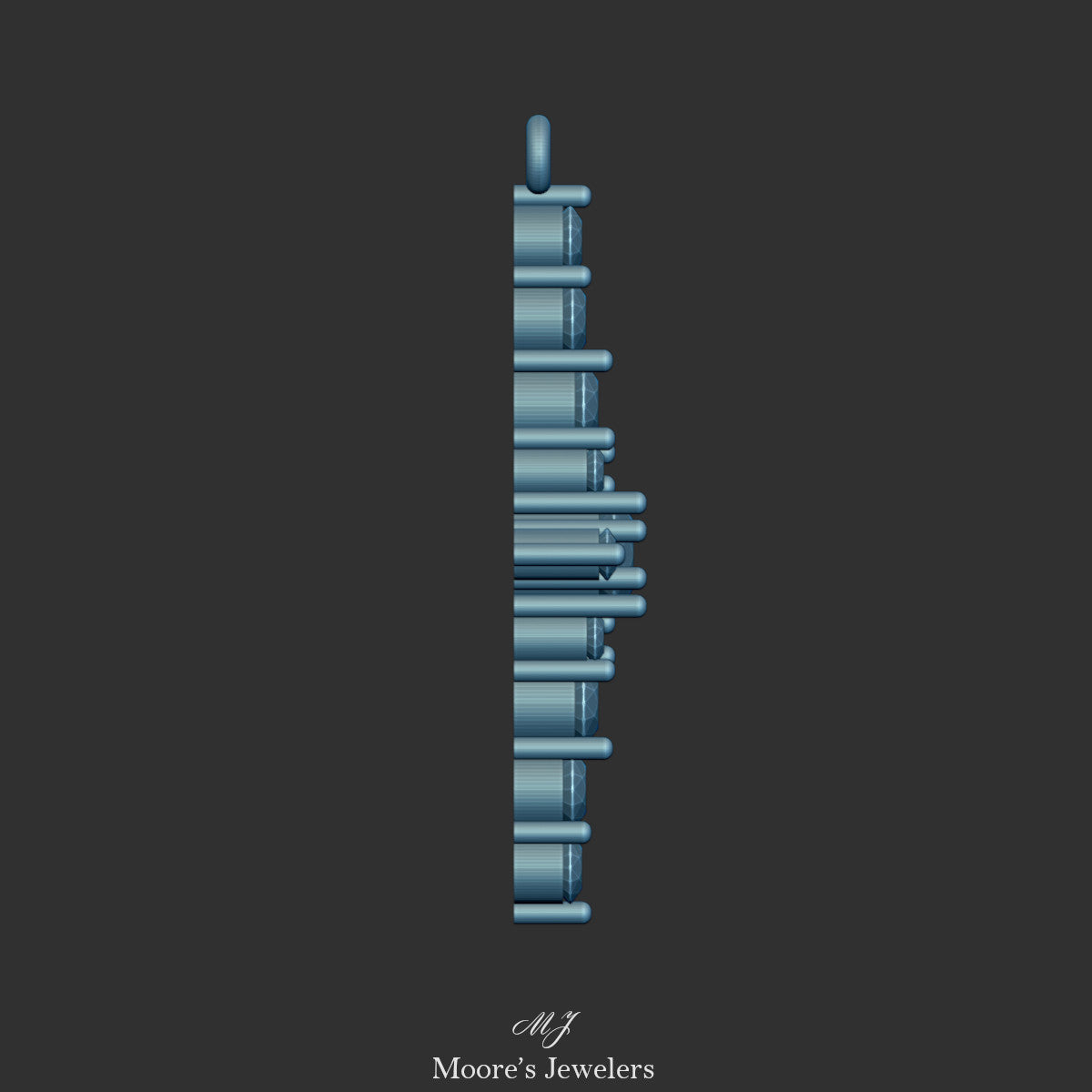 Vertical Stair Stepping Gemstone Pendant 3dModel