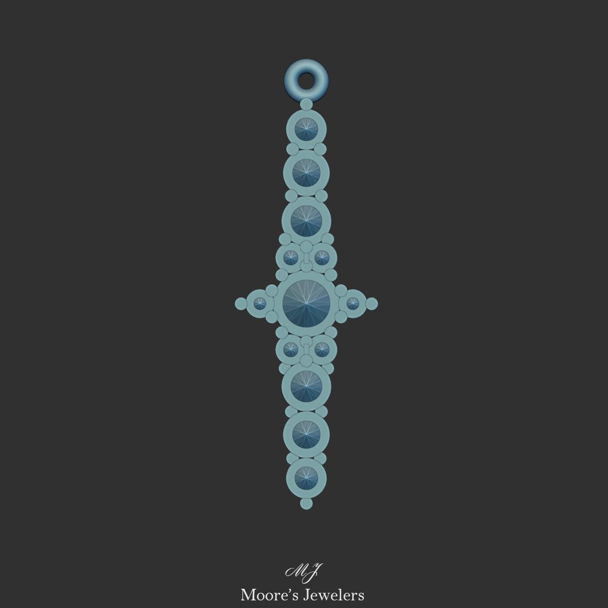 Vertical Stair Stepping Gemstone Pendant 3dModel